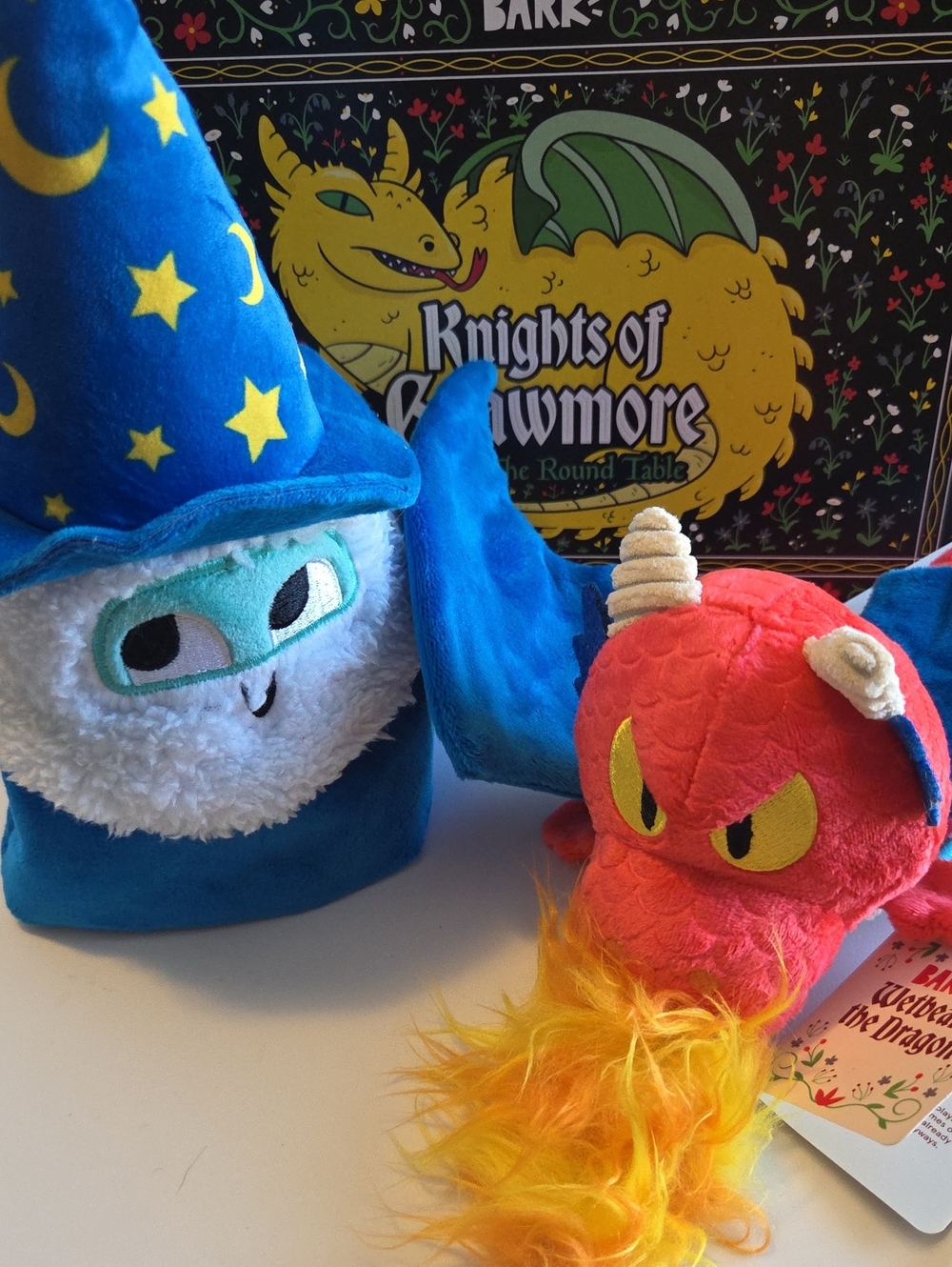 Bark Knights of Gnawmor Merlin Monroe Wizard & Wetbeard The Dragon Dog Toy Set